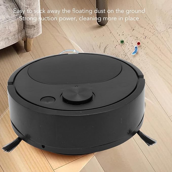 Fdit Robot Vacuum Cleaner, Mini Automatic Avoidance USB Charging Smart Sweeping Robot for Wooden Flooring for Carpet (Black)