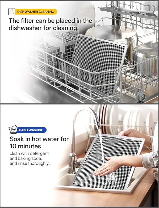 Stove Hood Vent Filter 10.5" x 8.8" 41F 97007696 Fit's N-utone & B-roan Range Hood Filter Replacement for Ductless Exhaust Fan - Aluminum Mesh Charcoal Combo Grease & Carbon Freshens Kitchen Air