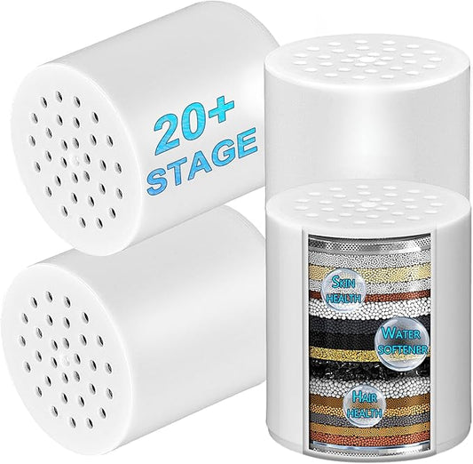 4-Pack 20 Stage Shower Filter Replacement Cartridge - Shower Head Filter Replacement Cartridge for Hard Water, Chlorine, Heavy Metals, High Output Shower Water Softener