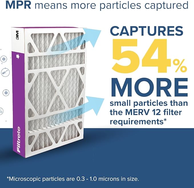 Filtrete 20x25x5 Air Filter MERV 12, MPR 1550 Certified Asthma & Allergy Friendly 1-Pack, Fits Trion AirBear, AC Furnace HVAC Filters, Pleated Electrostatic (Actual Size 19.56 x 24.13 x 4.75 in)