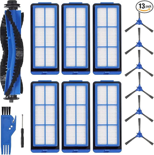 Replacement Part for Eufy RoboVac 11S Max, RoboVac 15C Max, RoboVac 30C Max RoboVac G30 Edge G10 Hybrid Robot Vacuum Cleaner Accessories Kit, Including 1 Main brush, 6 Side brushes, 6 Filters