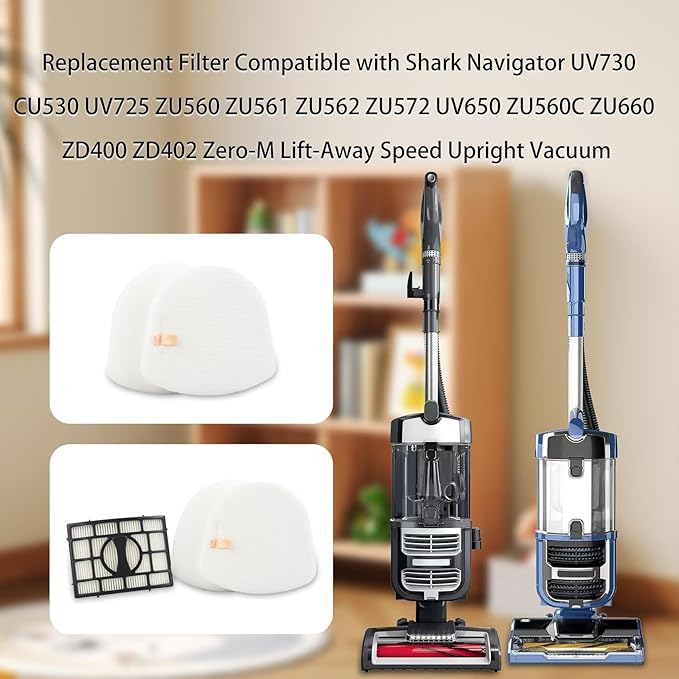 Replacement Filter Compatible with Shark UV730 UV730 V5 Navigator Lift-Away Upright Vacuum, Part : XFFK560,XHEPA560