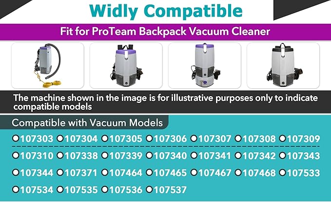 8 Packs 107315 HEPA Filter Replacement Compatible with ProTeam Coach Pro 10 SC Pro 6 GoFree Flex Pro and ProVac FS 6, Washable Reusable Vacuum Filters