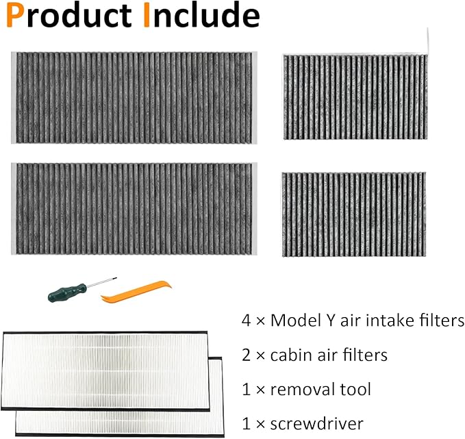 RYANSTAR RACING 6 PCS Cabin Air Filter HEPA Air Intake Filter with Activated Carbon Compatible with Tesla Model Y 2020-2025 Model Y Accessories