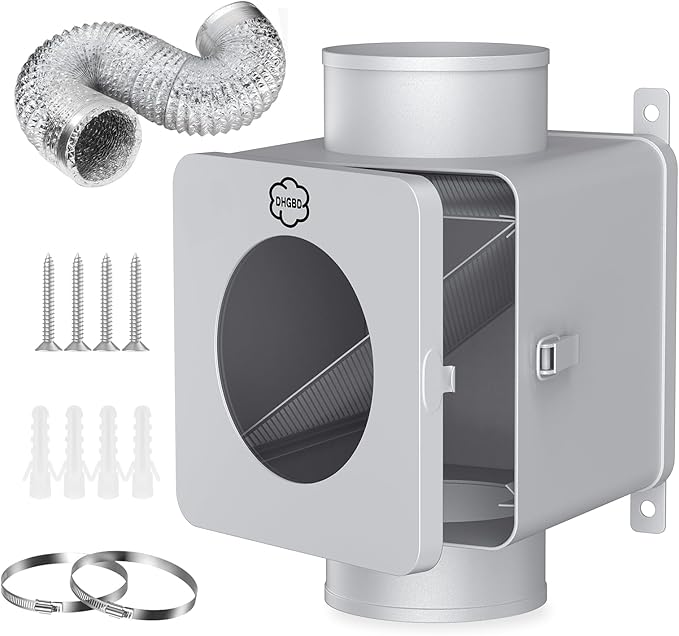 Metal Dryer Lint Trap,Indoor Lint Trap for Dryer with 4inch 8FT Dryer Vent Hose,2 Clamps,2 Stainless Steel Mesh Filters,Secondary Lint Trap for Electric & Gas Dryers