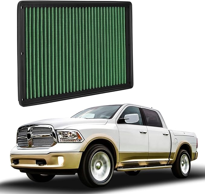 High Performance Engine Air Filter Washable & Reusable Increase Power Compatible with 2002-2025 Dodge/Ram 1500 Engine Air Filter (2002-2025 RAM Truck)