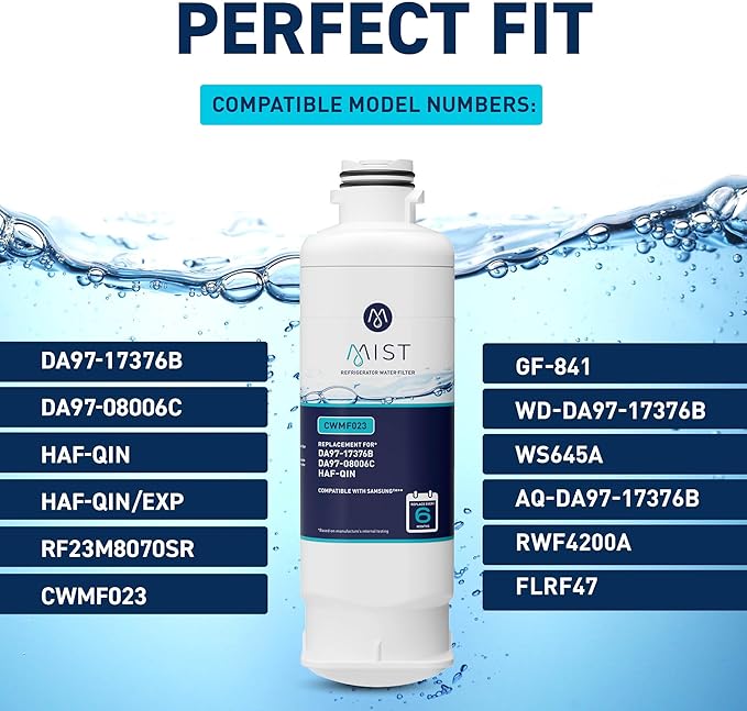 Mist HAF-QIN/EXP Refrigerator Water Filter Replacement for Samsung DA97-17376B, DA97-08006C, Refrigerators RF23M8570SR, RF28R7351SR – NSF 42 Certified – 1 Pack