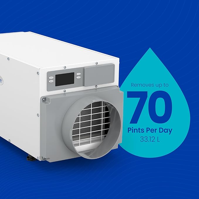 AprilAire E070 Pro 70-Pint Crawl Space Dehumidifier with Drain Hose, Commercial-Grade Whole-House Dehumidifier for Crawlspace, Basement, or Whole Home up to 2,200 sq. ft.