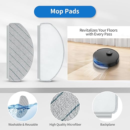 16 Pack Replacement Parts for ECOVACS DEEBOT N20 Plus, N20 Pro Plus, Yeedi C12, C12 Pro Plus Robot Vacuum Accessories Kit, 1 Main Roller, 4 Hepa Filters, 4 Mop Pads, 6 Side Brush, 1 Clean Tool