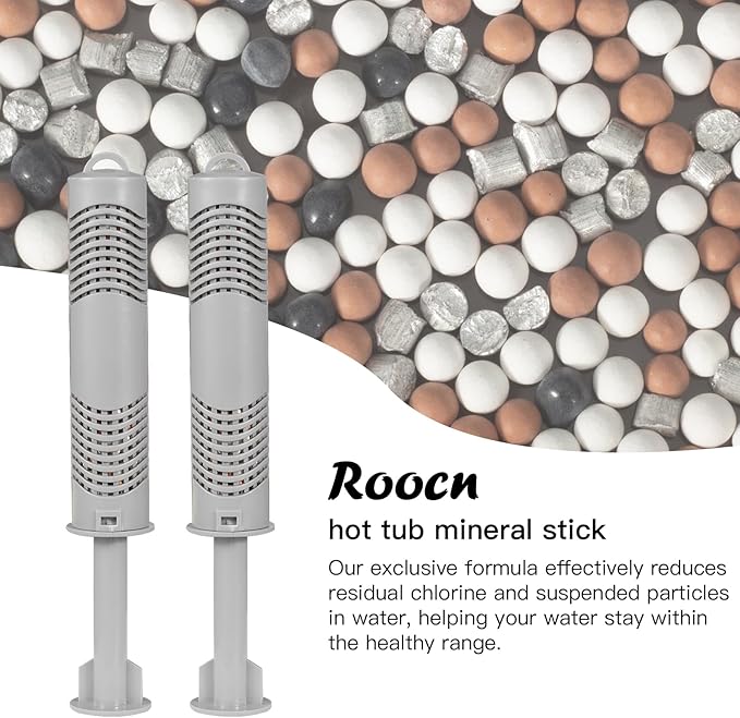 Hot tub Mineral Stick - hot tub Mineral Stick Inserts Filter Cartridge for 8 Months of Continuous Use - Supply for Fresh, Crystal Clear Hot Tubs （Grey, 2-Pack）