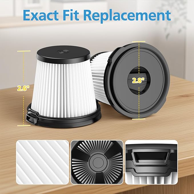 4 Pack IW3511 BU3521 HEPA Filter Replacement Part For Shark IW3511 IW1111 IW1120 Detect Pro Lightweight Cordless Stick Vacuum Cleaner