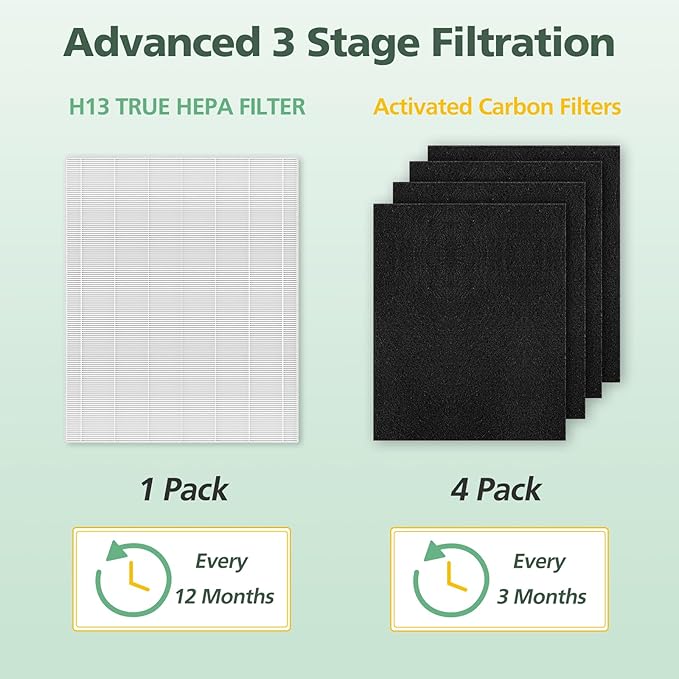 D480 Replacement Filter D4 Compatible with Winix D480 Air Purifier Part No. 1712-0100-00, Includes 1 HEPA and 4 Activated Carbon Filters (1+4)