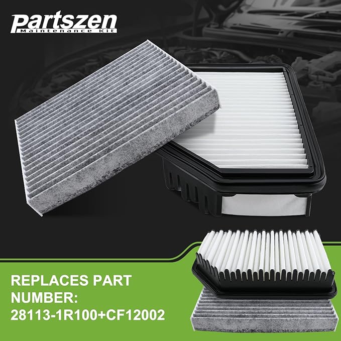 CF12002 Activated Carbon Cabin & Engine Air Filter Fit for Kia Soul L4 1.6L 2.0L 2014-2018 Replace CA11206 28113-1R100