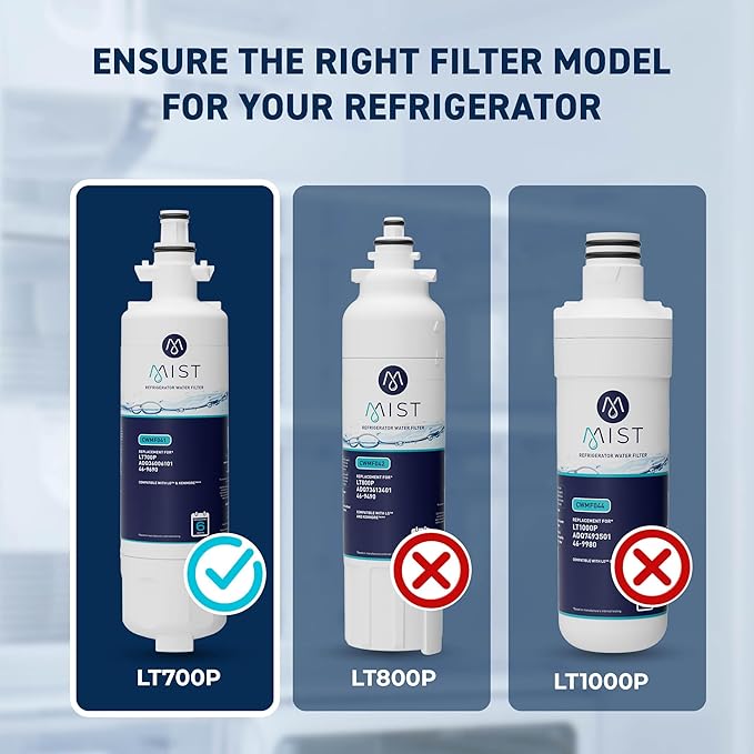 Mist ADQ36006101 Refrigerator Water Filter Replacement for LG LT700P, ADQ36006102, Kenmore 469690, Fridge LFX25978SB – NSF 42 Certified – 1 Pack