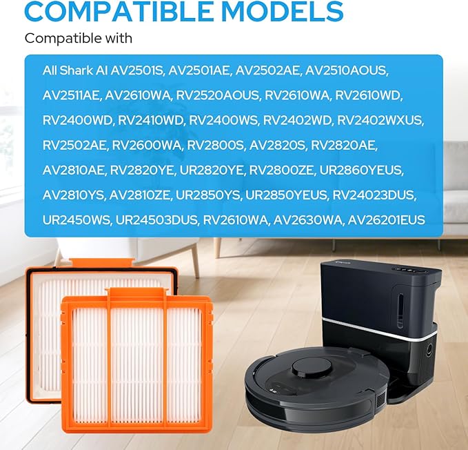 Replacement Filters Compatible with Shark AI AV2501S AV2501AE AV2502AE RV2520AOUS AV2510AOUS AV2511AE RV2610WA RV2610WD Robot Vacuums - 4-Pack