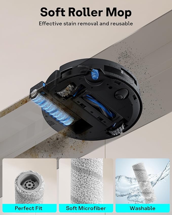 Leemone 20 Pack X11 OmniCyclone Replacement Parts for ECOVACS Deebot X11 OmniCyclone Robot Vacuum, 2 Main Brushes, 2 Roller Mops, 4 HEPA Filters, 4 Sponge Filters, 6 Side Brushes, 1 Cleaning Brush
