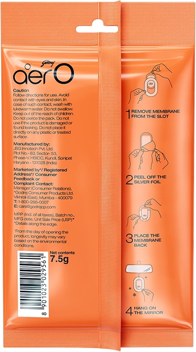 Godrej aer O – Hanging Car Air Freshener | Car Accessories | Musk After Smoke (7.5g)