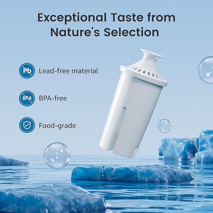 AQUA CREST Replacement for Brita® Water Filter, Pitchers and Dispensers, Classic OB03, Mavea® 107007, and More, NSF Certified Pitcher Water Filter, 8 Count
