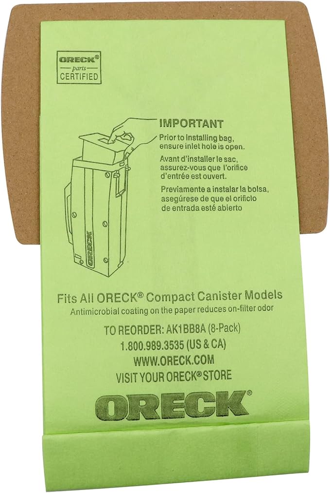 Compatible with oreck vacuum bag Type bb Compact Canister Bags (12 Pack With Motor Filter) PKBB12DW