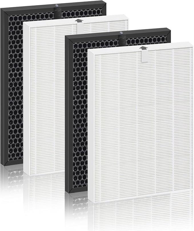 5520 5510 Replacement Filter Set Compatible with Winix 5510 and 5520 Air Cleaner Purifiers, H13 True HEPA, High-Efficiency Activated Carbon Filters, 2 HEPA + 2 Carbon Filter Q – 1712-0123-00