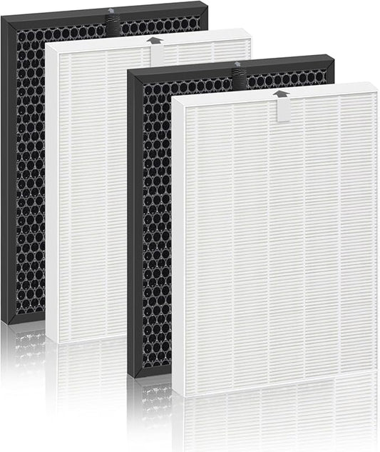 5520 5510 Replacement Filter Set Compatible with Winix 5510 and 5520 Air Cleaner Purifiers, H13 True HEPA, High-Efficiency Activated Carbon Filters, 2 HEPA + 2 Carbon Filter Q – 1712-0123-00