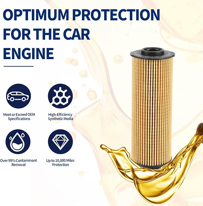 Premium Oil Filter, Compatible with BMW 540i, 540i xDrive, 740i, 740i xDrive, 840i, 840i xDrive, M340i, 340i xDrive, X3 M40i, X5 xDrive40i, X6 xDrive40i, Z4, Replacement for 11427826799