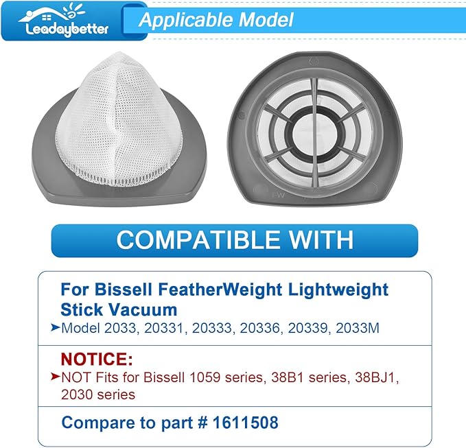 6 Pack 2033 Vacuum Replacement Filter for Bissell Featherweight Stick Lightweight Bagless Vacuum 2033, 20331, 20334, 20333, 20336, 20339, 2033M,Compare to Part 1611508