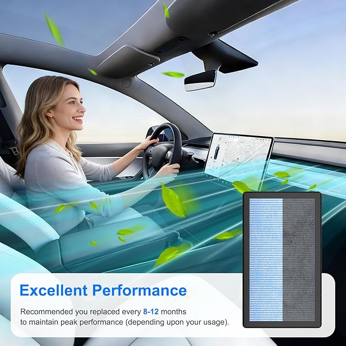 Model 3 Model Y Cabin Air Filter Accessories for Tesla Model 3/Y (2016-2025), 3-in-1 Filtration System True HEPA & Activated Carbon, 2 Pack