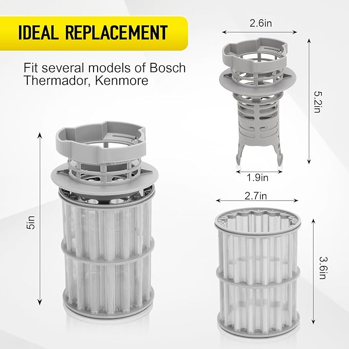 00645038 Dishwasher Fine Filer & Coarse Micro Filter for Bosch Kenmore Thermador Dishwasher, Replaces AP4339631 00651097 PS3479708 PS8730270