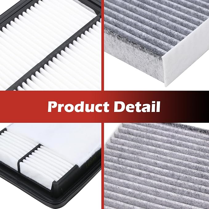16546-5RB1A Engine Air Filter and 27277-6CA0A Cabin Air Filter kit Compatible with 2017-2024 Nissan Kicks 2020-2025 Versa L4 1.6L Replaces WA10908 27277-6CA1A