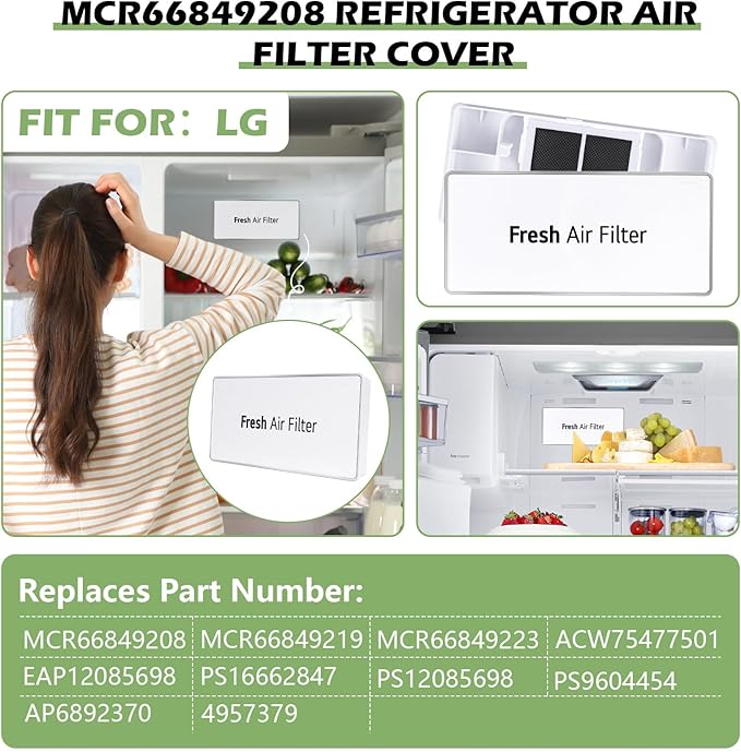 IWIWE MCR66849208 Filter Cover Decor Compatible with LG Refrigerators Air Filter Cover Replacement MCR66849219,LMRS28596D, LMRS28596S, LMRS28626D, LMRS28626S, LMXS28626M,MCK703881 ACW75477501