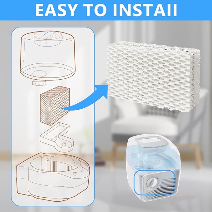 8 Pack Wf813 Eqwf813 Humidifier Filters Compatible with Equate Eqwf813 Eq-2119-Ul Relion RCM-832 RCM-832N ProCare PCCM-832N Cool Mist Humidifier Replacement Filter, White