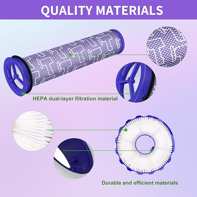 Filter Kit Compatible with Dyson DC41 UP13 DC65 DC66 UP20 Ball Animal 3 Ball Animal 2 Vacuums, Replacement Parts Feature 2 Post-Motor &2 Pre-Motor Filters, Replaces Part 920769-01,920769-03& 920640-01