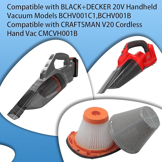 1 Pack N900287 HEPA Filter Compatible with BLACK+DECKER 20V MAX POWERCONNECT Handheld Vacuum Models BCHV001C1, BCHV001B, Also Fits CRAFTSMAN V20 Cordless Hand Vac CMCVH001B
