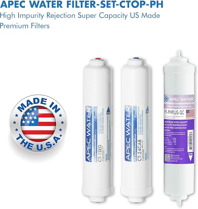 APEC ULTIMATE Series US Made Stage 1, 2 &4 Replacement Filter For Countertop Alkaline System(FILTER-SET-CTOP-PH)
