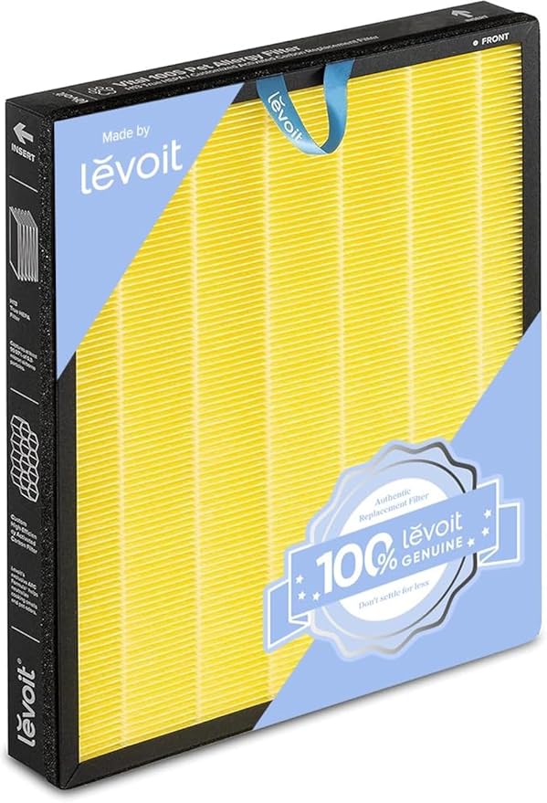 LEVOIT Genuine Vital 100S-P Air Purifier Pet Allergy Replacement Filter, Supports HEPA Sleep Mode, High-Efficiency Activated Carbon for Removal of Pet Dander, Smoke, Vital 100S-RF-PA , 1 Pack, Yellow