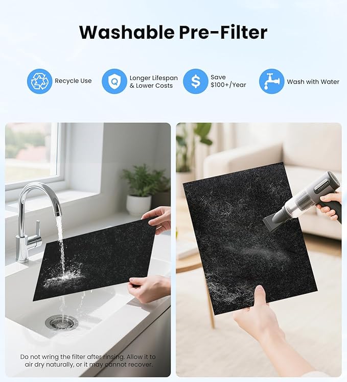 VEWIOR Genuine Washable Filter Replacement for KJ300 Air Purifier, 3 Stage Filtration H13 Air Cleaner Filter (White 1PC)