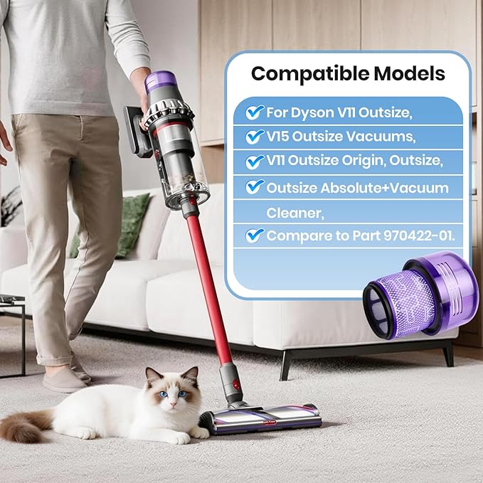 3 Pack HEPA Filter Replacement compatible with Dyson V11 Outsize, V11 Outsize Origin, Outsize, Outsize Plus, Outsize Absolute+, Absolute Extra, SV16,SV29 Vacuum Cleaner, Compare to Part 970422-01