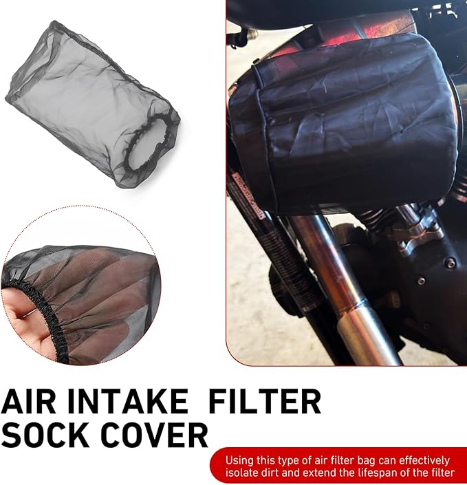 Car Air Intake Filter Sock Cover, Waterproof Dust-Proof High Flow Cold Air Filter Wrap, Cone Washable Element Protective Wrap Accessory, Universal for Most Cars (Large)