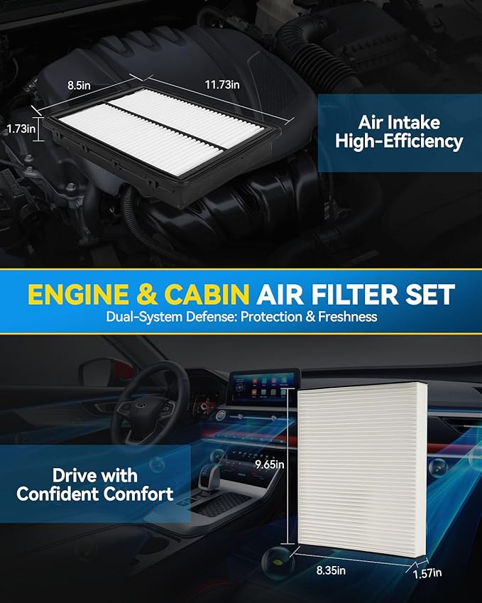 PHILTOP Engine & Cabin Air Filter Set, Compatible With Hyundai Palisade 2020-2025, Replace CA11943 CF12936 Car Accessories