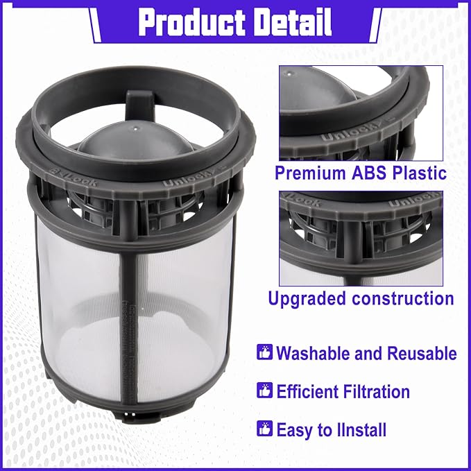 W10872845 Dishwasher Pump Filter Cup Dishwasher Filter Compatible with KenMore, KitcheN Aid, Whirlpool Dishwashers Replaces 8579307 W10056425 W100564/26 W10142911 W10234631 W10300746