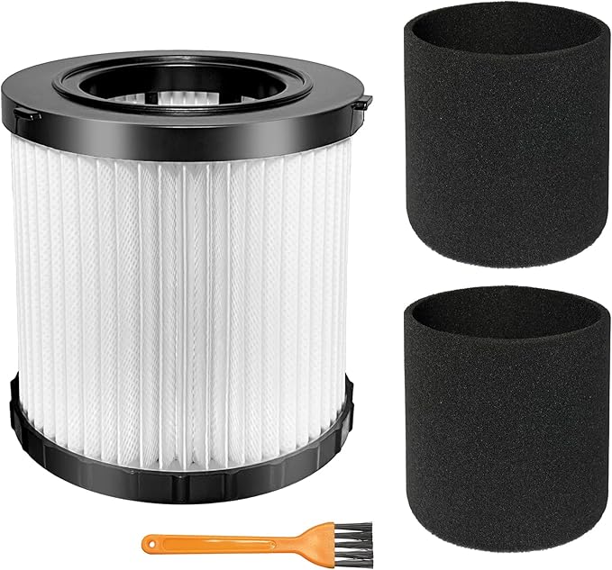 DCV5801H HEPA Filter Compatible with DEWALT DCV580H, DCV581H 20V MAX Wet/Dry Vacuum, with 2 Foam Sleeve Filters & 1 Brush