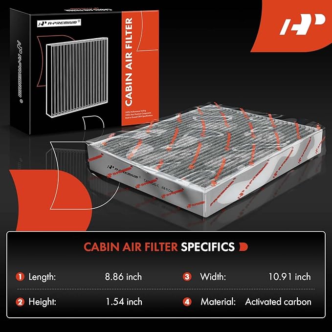 A-Premium Cabin Air Filter with Activated Carbon Compatible with Ford Bronco Sport 21-23, Escape 20-22, Explorer 20-23, Maverick & Lincoln Aviator 20-23, Corsair, Replace# JX6Z19N619BA