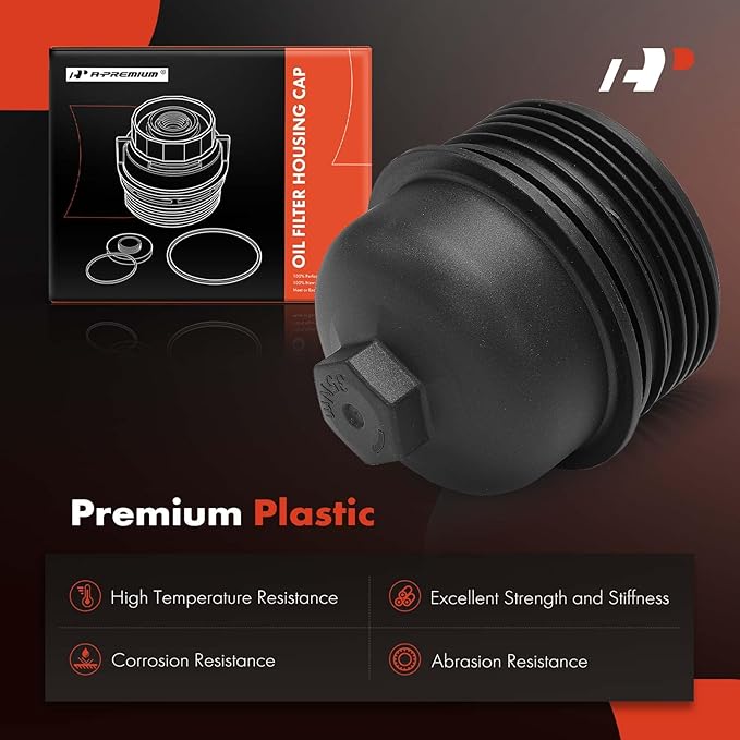 A-Premium Oil Filter Housing Cap Assembly Compatible with Kia Sorento 2011-2018, Sedona 2015-2018, Cadenza 2014-2016 & Santa Fe 2010-2018, Santa Fe XL 2013-2019, Azera, 3.3L 3.5L, 263503CAB1