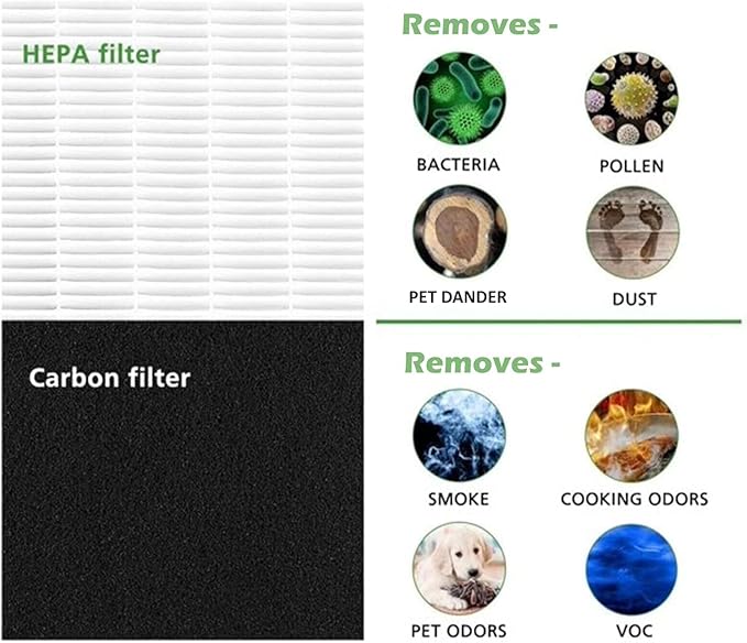 Goodsby 2 Pack Replacement H13 True HEPA Filters Pack for Coway Air Purifier AP1512HH AP-1512HH-FP AP-1518R AP-1519P and Airmega 200M, 2x True HEPA Filters and 8x Activated Carbon Pre Filters (1)