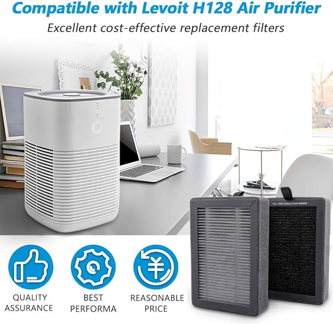 LV-H128 Replacement Filter Compatible with LEVOIT LV-H128/PUURVSAS (HM669A) / ROVACS (RV60) Air Purifier, LV-H128 H13 True HEPA Replacement Filter 2 Pack, by KEEPOW
