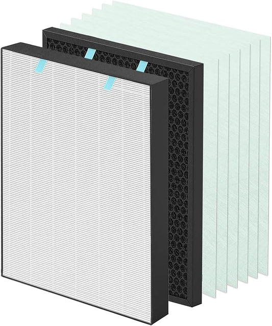 Replacement Air400 Filter for Bissell Air400 Air Cleaner Purifier, 1 Pack 2521 True Hepa Filters, 6 Pack Pre-Filters, 1 Pack 2520 Active Carbon Filters, Compared to Part 2521, 2520
