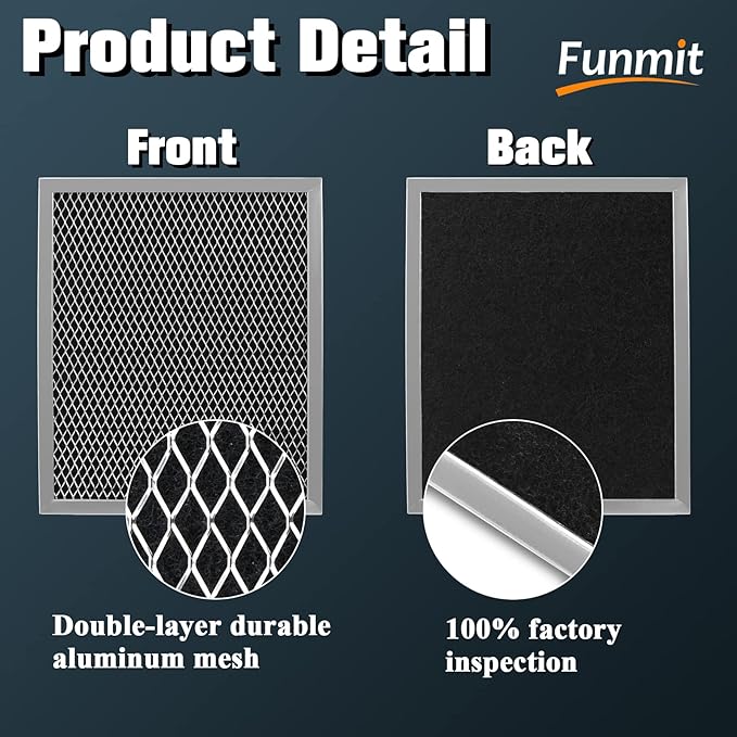 97007696 Replacement Filter For B-Roan - 10.5 X 8.75 Range Hood Filter Compatible with Stove Vent Fan With Aluminum Mesh Charcoal Combo By Funmit- Replaces 6105c 97007697-2 Pack