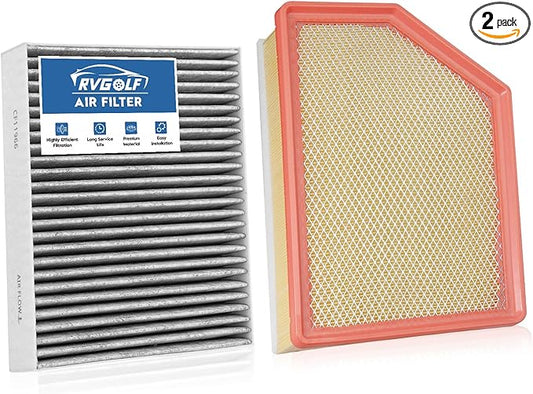 Engine+Cabin Air Filters Fit for 2020-2026 Chevrolet Silverado 2500HD/3500HD, 2020-2026 GMC Sierra 2500HD/3500HD (All 6.6L Diesel Engine Only) Air Filter Replace Accessories CF11966 84554703