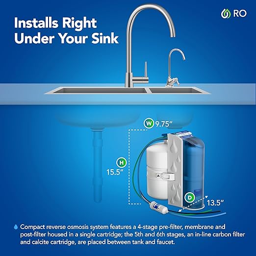 Kind Water 6-Stage Reverse Osmosis Drinking Water System with Chrome Faucet (Chrome)